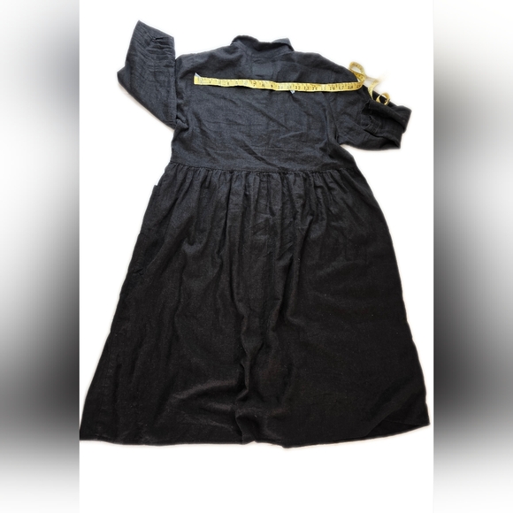 Urban Renewal Black Button Up Dress With Side Pockets. Linen Like Lg. - Picture 8 of 12